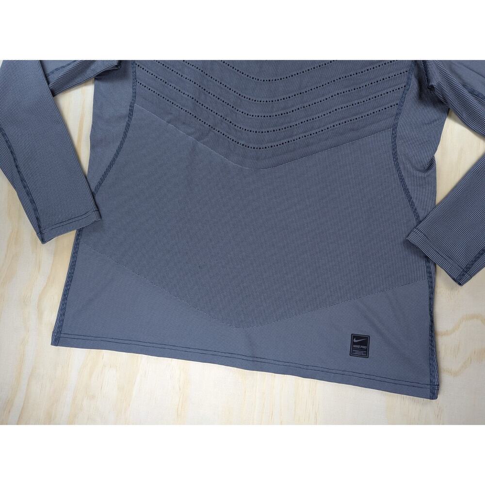 Nike Men's XL Pro Hyperwarm Fitted Long Sleeve Shirt Padded Chest Gray - Picture 2 of 9